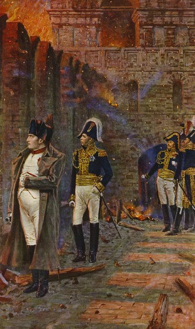 Napoleon Bonaparte watches as the Kremlin burns in Moscow by Vasili Vasilievich Vereshchagin