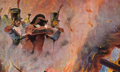Soldiers guide Napoleon Bonaparte through the fire in Moscow by Vasili Vasilievich Vereshchagin