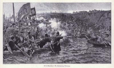 The Conquest of Siberia by Yermak Timofeyevich (engraving) by Vasilij Ivanovic Surikov