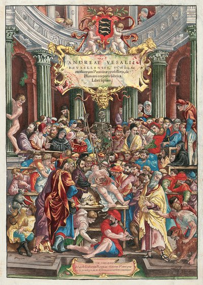 Frontispiece to De Humani Corporis Fabrica Libri Septem by Andreas Vesalius, published by Johannes Oporinus, Basel, June 1543 by Venetian School