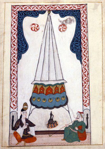 Interior view of a residence in Turkey under the Ottoman Empire. Miniature from 