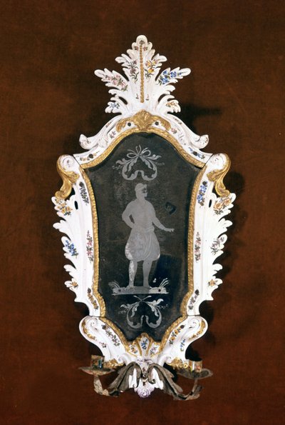 Venetian Wall Chandelier in Ceramic and Murano Mirror. 18th Century. Venice, Ca