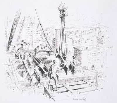 Moving beams on the 25th floor of the Empire State Building, published by William Edwin Rudge by Vernon Howe Bailey