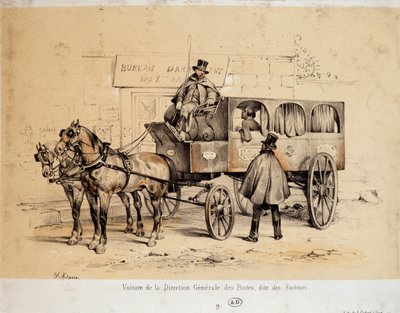 Car of the Post Office (Lithography by Adam, c.1840) by Victor Adam