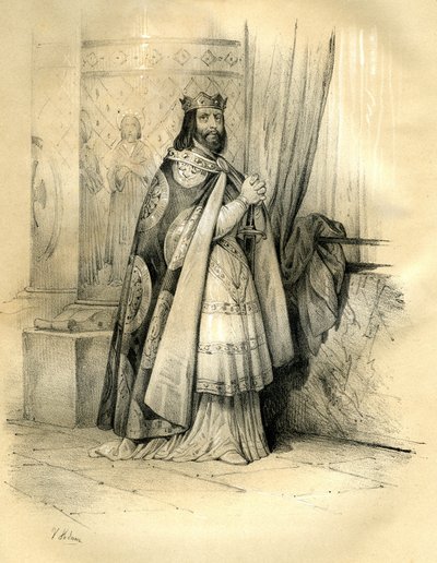 Dagobert I (v.600-639) King of Austrasia (623 to 629), King of All Franks (629 to 634), King of Neustria and Burgundy (634 to 639). The Reign of Dagobert I by Victor Adam