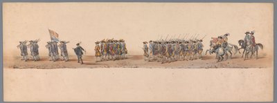Historical Procession at the Bicentennial of Utrecht University, 1836 (plate 4) (title on object: Procession of the Dutch Army to Ostend, July 3, 1600, the Day After the Victory at Nieuwpoort; According to the Costumed Representation, Given by the Students by Victor Adam