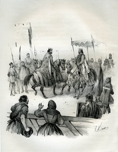 Interview in 1023 of Henri II and Robert II the Pious by Victor Adam