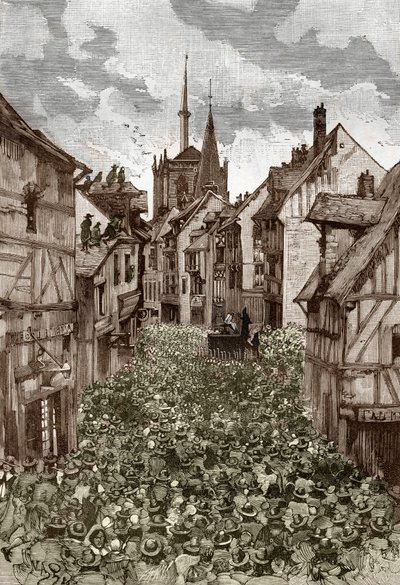Affair of the Possessed of Loudun (Demons of Loudun) circa 1630: Hunt for Witches, the French Priest Urbain Grandier (1590-1634) who Allegedly Made a Pact with the Devil and Accused of Bewitching Nuns, is Burnt on the Stake by Victor Armand Poirson