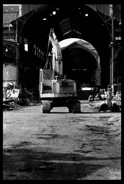 Demolition of the central market in Paris, in August 1971 (b/w photo) by Victor Baltard