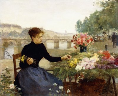 A Parisian Flower Market by Victor Gabriel Gilbert