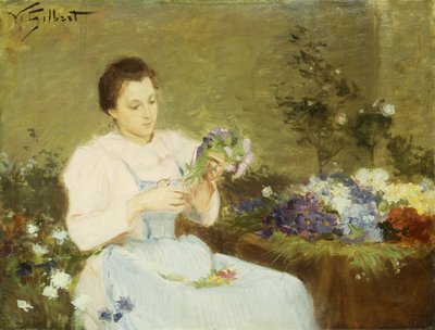 Arranging Flowers for a Spring Bouquet by Victor Gabriel Gilbert