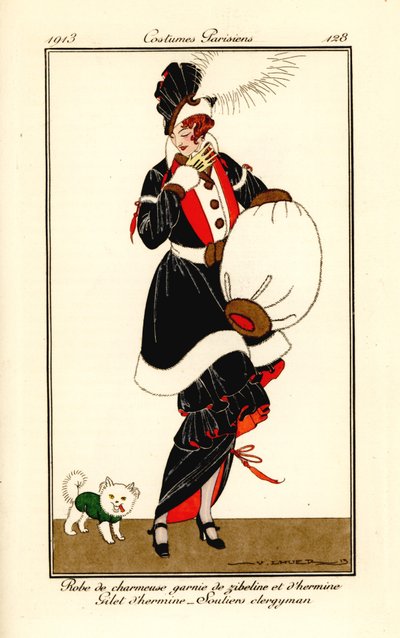 Woman in Dress Trimmed with Zibeline and Ermine by Victor Lhuer