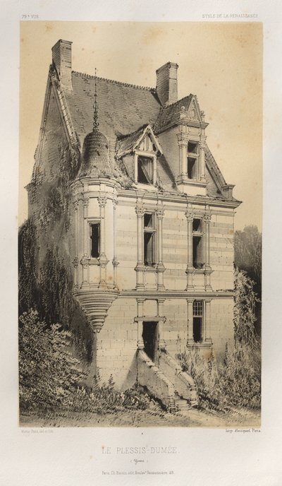 Picturesque Architecture or Monuments of the 15th and 16th Centuries: Castles of France of the 15th and 16th Centuries: Pl. 79, Le Plessis-Dumée (Yonne) by Victor Petit