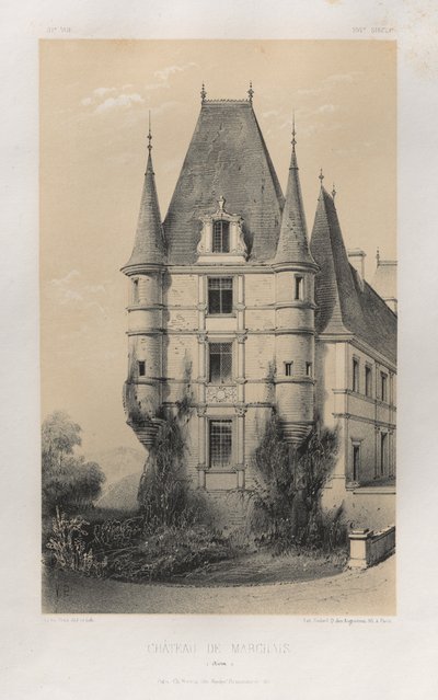 Picturesque Architecture or Monuments of the 15th and 16th Centuries: Castles of France of the 15th and 16th Centuries: Pl. 31, Castle of Marchais (Aisne) by Victor Petit