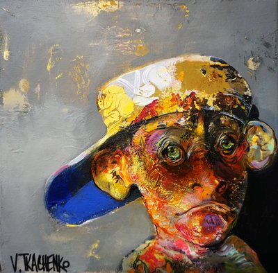Colorful Monkey Wearing Cap by Victor Tkachenko
