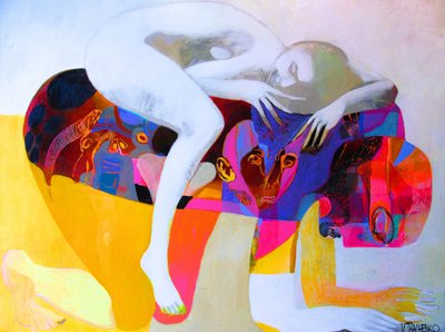 Contemplative Abstract Figures by Victor Tkachenko