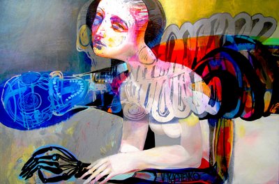 Pensive Robotic Woman by Victor Tkachenko