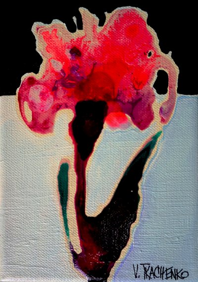 Red Abstract Bloom by Victor Tkachenko