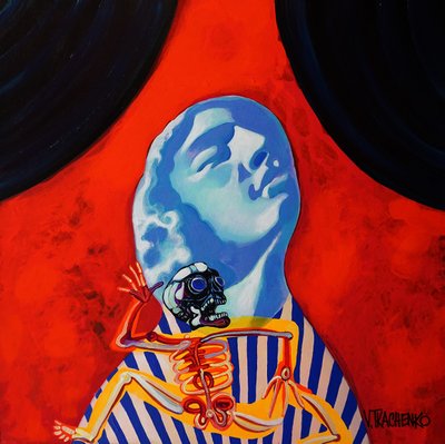Surreal Blue Head Skeleton by Victor Tkachenko