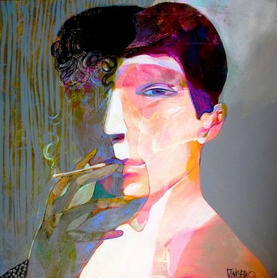 Vibrant Smoking Portrait by Victor Tkachenko