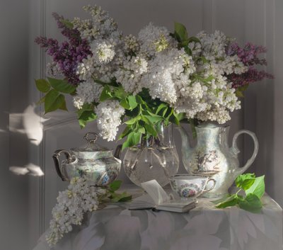 Spring Lilacs and Teatime by Viktor Cherkasov