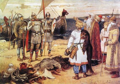 The Invitation of the Varangians: Rurik and His Brothers Arrive in Staraya Ladoga by Viktor Mikhaylovich Vasnetsov
