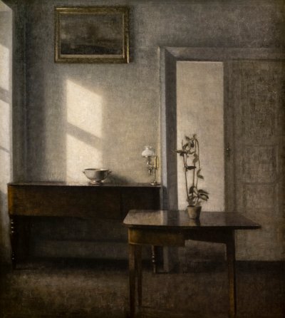 Interior with a flower port, Bredgade 25 by Vilhelm Hammershoi