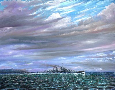 USS Juneau Guardalcanal 1942 by Vincent Alexander Booth