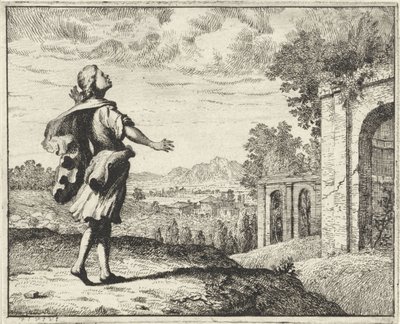 Man in a Landscape Looking Up at the Sky by Vincent Laurensz. van der Vinne (II)