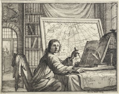 Man with Compass by Maps by Vincent Laurensz. van der Vinne (II)