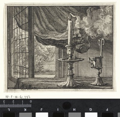 Extinguished Candle by an Open Window by Vincent Laurensz. van der Vinne (II)