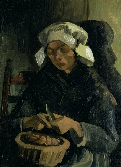A Peasant from Neunen Peeling Potatoes by Vincent van Gogh