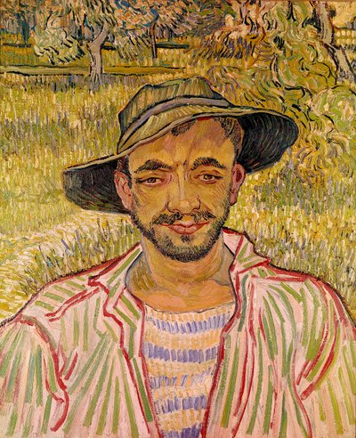 Bust of Peasant Face with Straw Hat. Painting by Vincent Van Gogh (1853-1890) by Vincent van Gogh