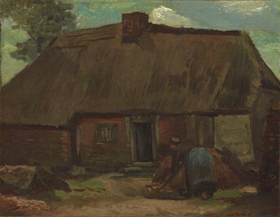 Cottage with Peasant Woman Digging by Vincent van Gogh
