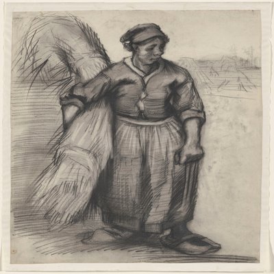 Peasant Woman Carrying a Sheaf of Grain, Seen from the Front by Vincent van Gogh