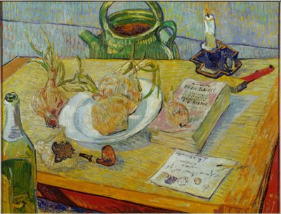 Still Life with Drawing Board, Pipe, Onions, and Sealing Wax by Vincent van Gogh