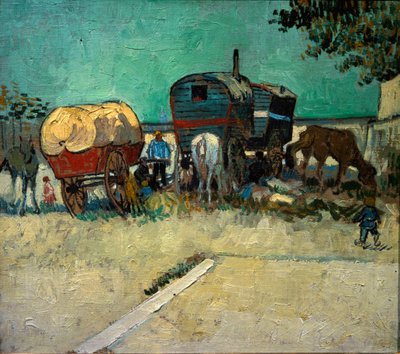 Trailers, Bohemian Encampment in the Vicinity of Arles by Vincent van Gogh