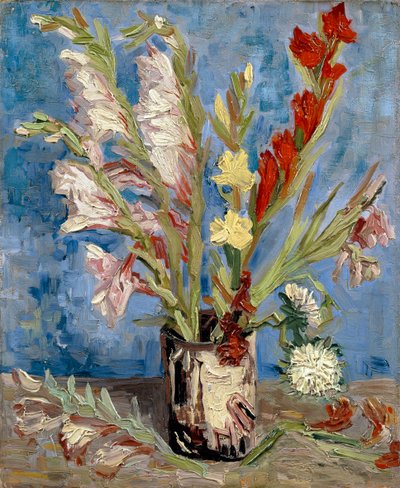 Vase with gladioli and China asters, 1886 by Vincent van Gogh