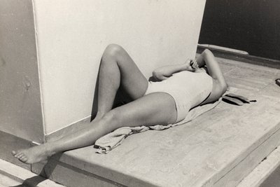 Sunbather on Board the Cruise Ship 