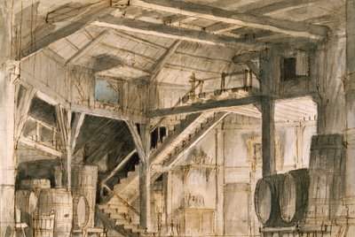 Set design for Norma, opera by Vincenzo Bellini, performed at La Fenice Theatre in Venice by Vincenzo Bellini