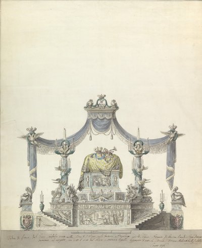 Catafalque of the Empress Catherine the Great of Russia, Side Elevation, 1796 by Vincenzo Brenna