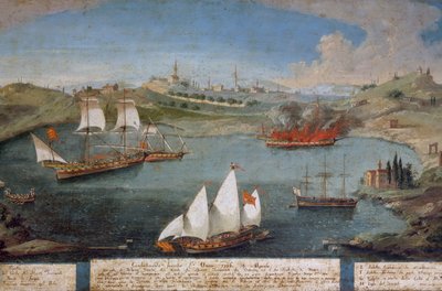 Naval battle between Venetian ships of Marco Ivanovich Dobrota and Turkish ships by Vincenzo Chilone