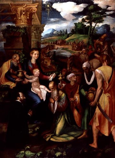 Adoration of the Magi with a Donor by Vincenzo da (d.1557) Pavia