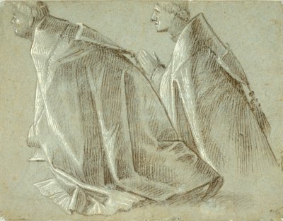 Study of Two Kneeling Clerics (recto) by Vittore Carpaccio