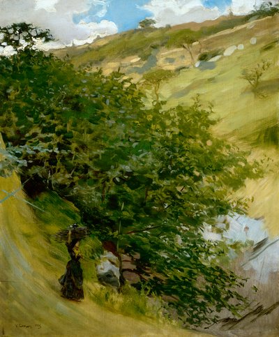 Woodpile in landscape by Vittorio Matteo Corcos