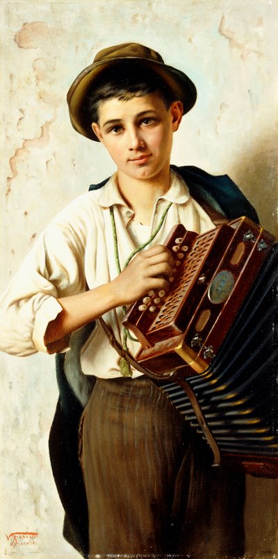 A Young Accordion Player by Vittorio Rignano
