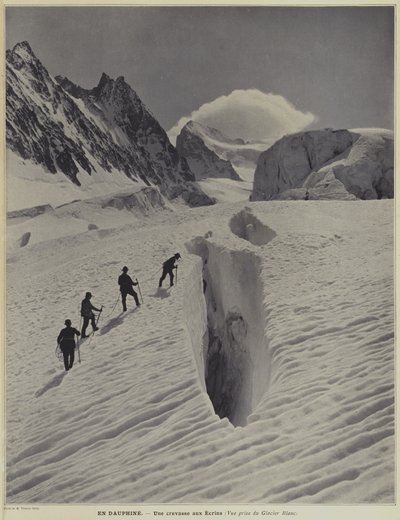 In the Dauphine region of the French Alps: a crevasse on the Glacier Blanc on the Barre des Ecrins by Vittorio Sella