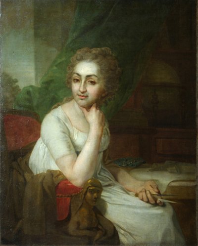 Portrait of an Unknown Woman with Compass in Her Hand, Praskovia Golitsyna by Vladimir Lukich Borovikovsky