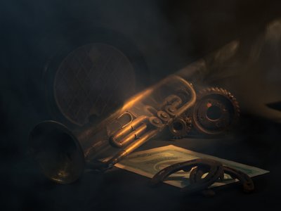 Golden Trumpet Still Life by Vladimir Pavlovskyy
