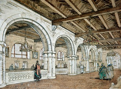 Design for the Interior of a Bank, Based on 17th Century Style by Vladimir Pokrovsky